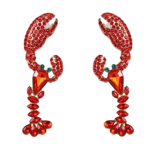 🦞 Betsey Johnson NEW Multi crystal lobster earrings 🦞 - Picture 2 of 3